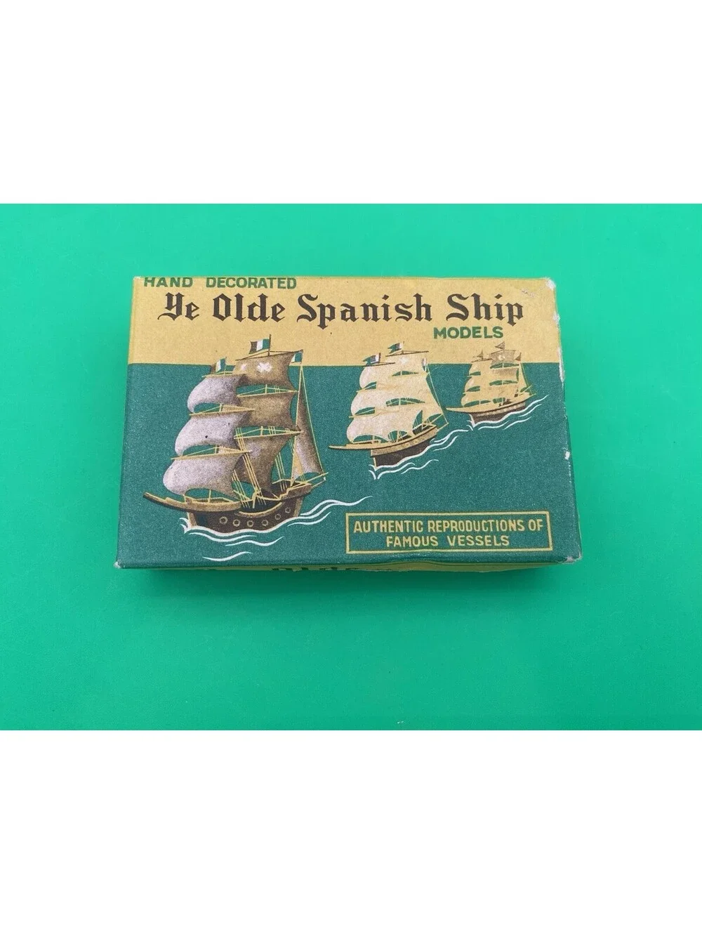 Hand Decorated Ye Olde Spanish Ship Model - Sailing Ship - Vintage w/ Box